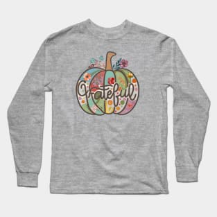 Grateful Pumpkin Fall Flower Country Hippie Art Long Sleeve T-Shirt